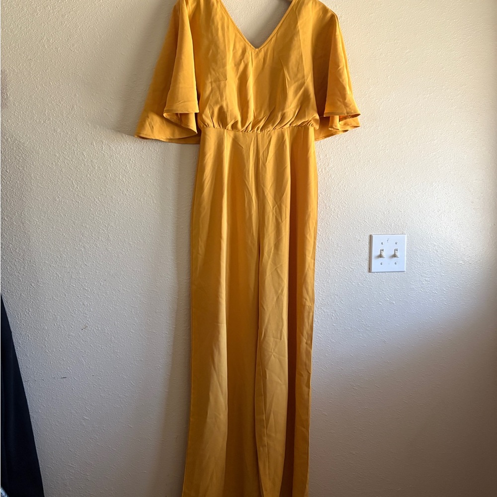 SHEIN Yellow Maxi Romper with Flared Sleeves